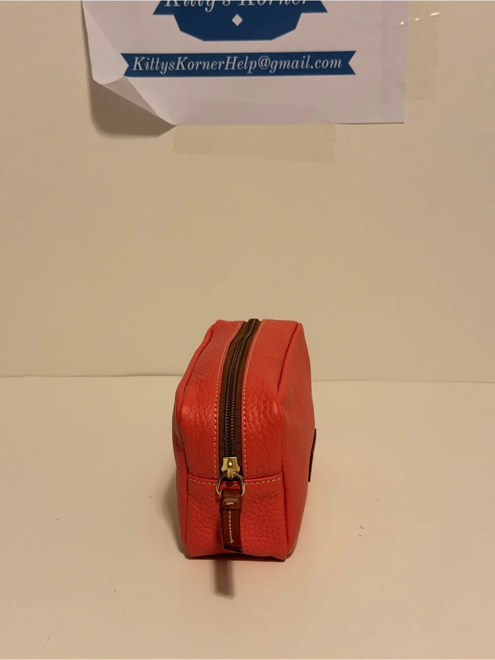 NWOT Dooney & Bourke Cosmetic Bag Pebble Grain Leather Pink/Brown